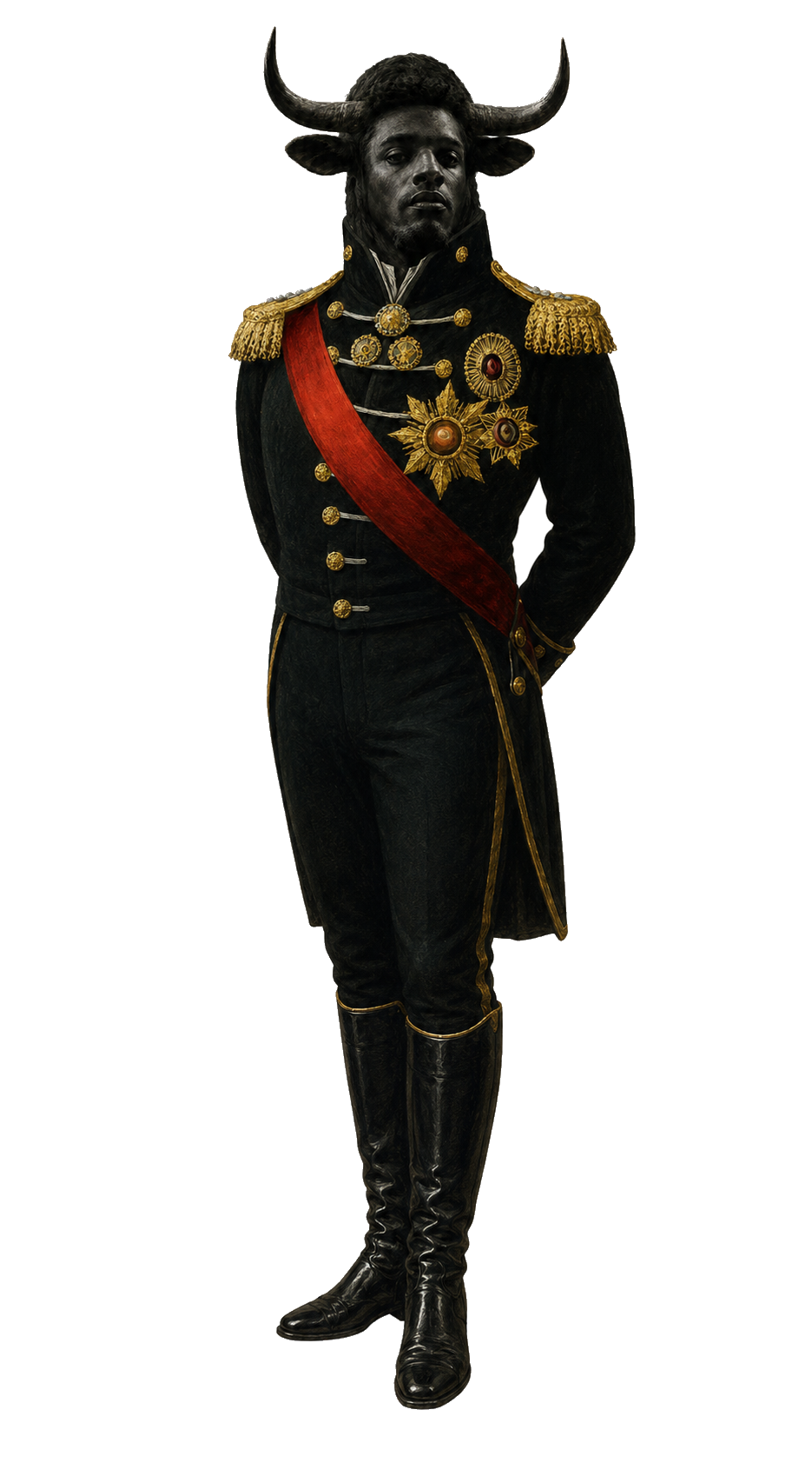 The Black General standing at ease in the war room