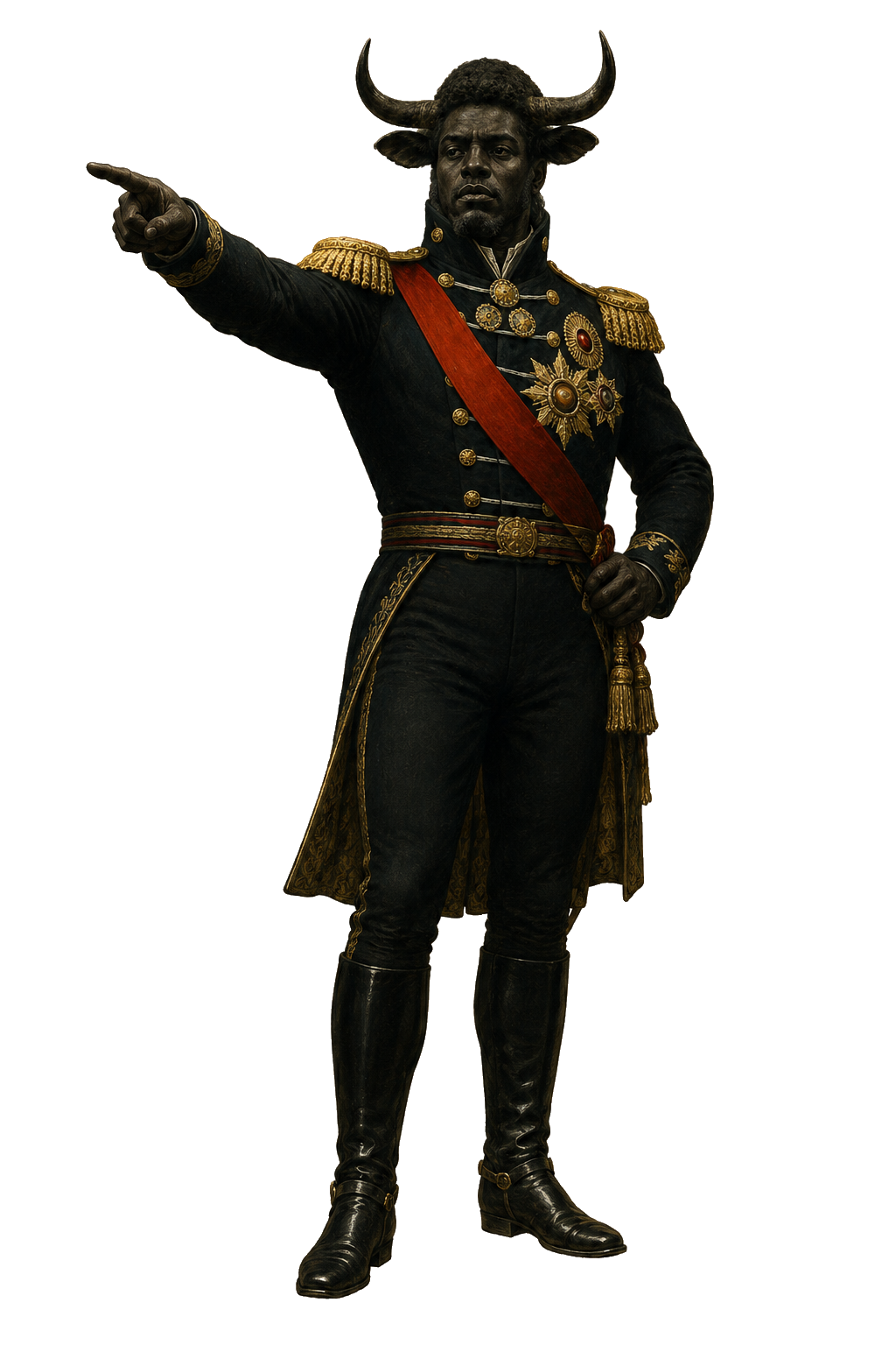 The Black General pointing across the battlefield
